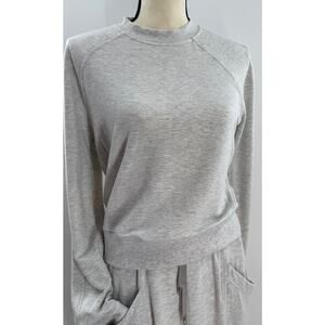 Lululemon 2 pc Set Warm Down Crew Top & Still Chill Jogger Pant Light Grey Small